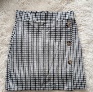 TOPSHOP mini check jersey side button mini skirt XS